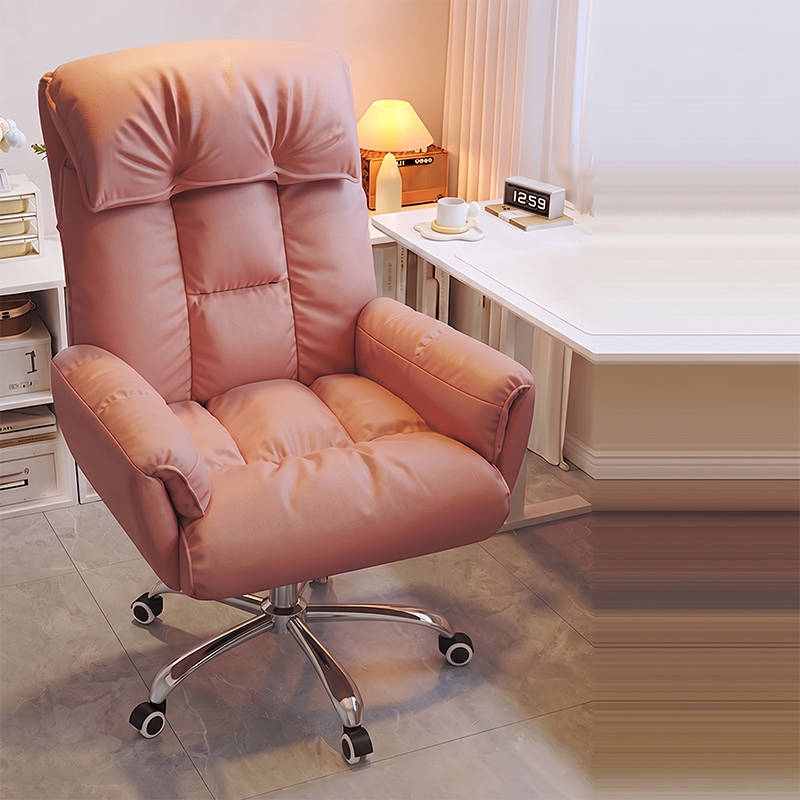 Chaise de bureau moderne minimaliste en tissu et acier inoxydable avec siège carré, dossier réglable et base pivotante pour bureau à domicile 