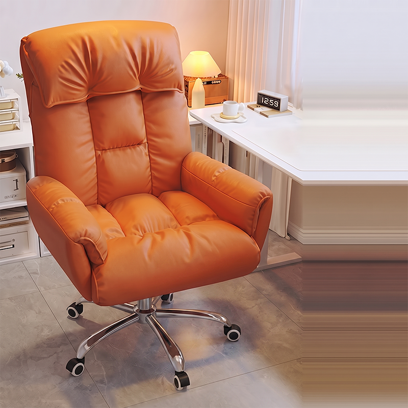 Chaise de bureau moderne minimaliste en tissu et acier inoxydable avec siège carré, dossier réglable et base pivotante pour bureau à domicile 