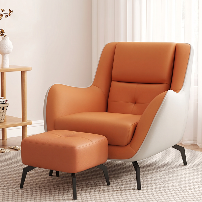 Contemporary Scandinavian Square Synthetic Fabric Upholstered Accent Chair Backrest Armrest For Living Room