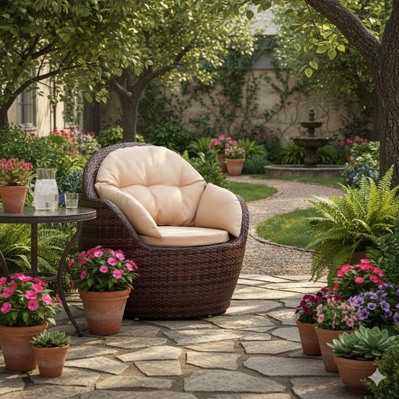 Modern Minimalist Round Sponge PE Rattan Weaving Sofa Backrest Armrest For Outdoor Patios