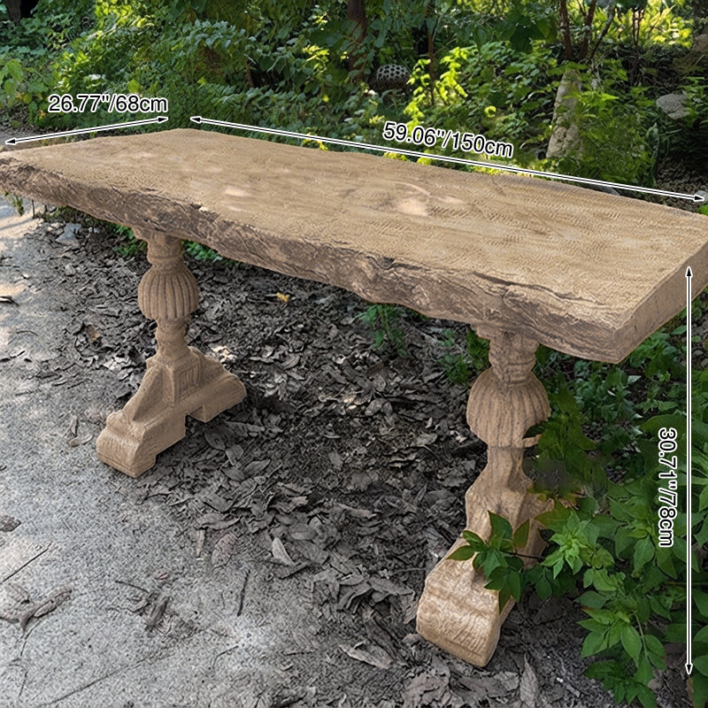 Traditional Vintage Rectangular Magnesium Oxide Outdoor Coffee Table 2-Leg Durable For Garden
