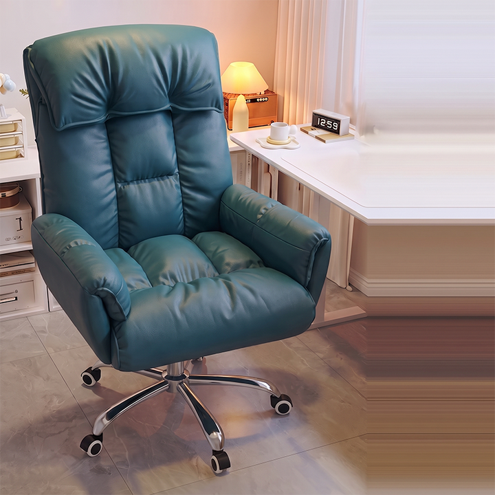 Chaise de bureau moderne minimaliste en tissu et acier inoxydable avec siège carré, dossier réglable et base pivotante pour bureau à domicile 
