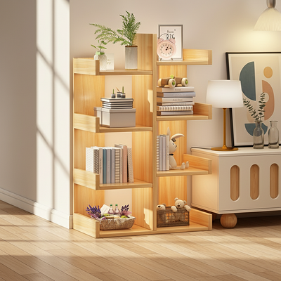 Modern Minimalist Rectangular Artificial Wood Bookshelf 4/5-Tier For Living Room