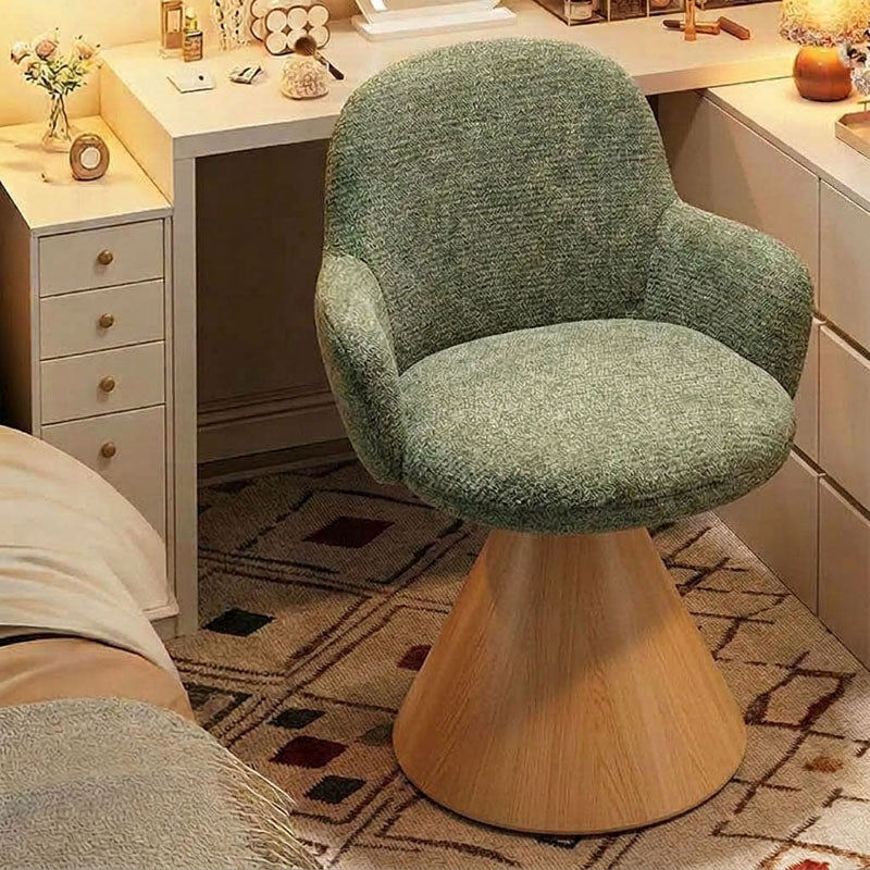 Taburete de tocador giratorio contemporáneo nórdico, cónico, curvado, de algodón y lino estampado, terciopelo y acero al carbono, sin respaldo ni brazos, para dormitorio 