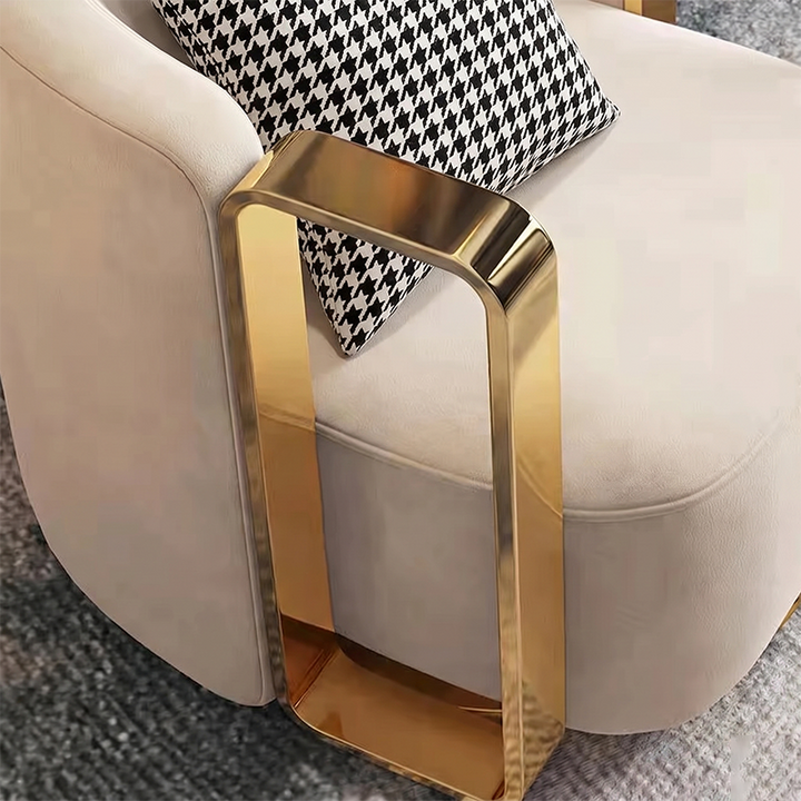 Contemporary Scandinavian Round Nappa Leather Swivel Accent Chair Backrest For Living Room