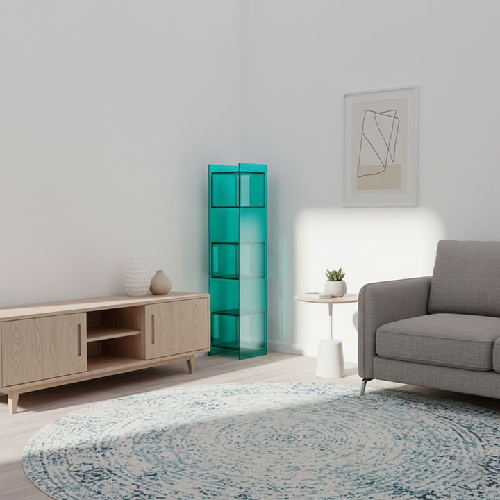 Modern Minimalist Acrylic Rectangular Storage Shelf - 5 Tiers Open Display Bookcase For Living Room &amp; Home Office