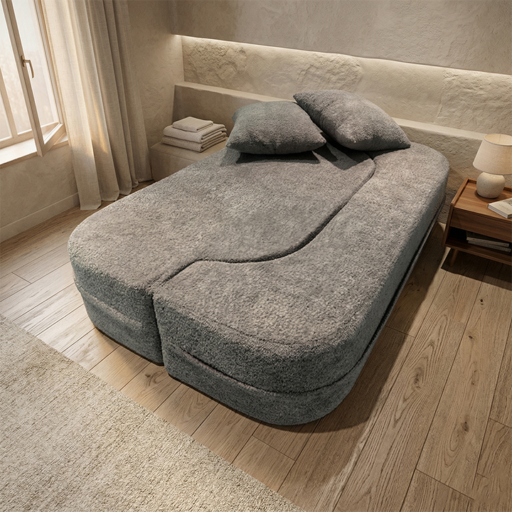Canapé Sherpa pliable minimaliste moderne - canapé-lit convertible compressible sans cadre avec mousse à haute résilience pour petits espaces 