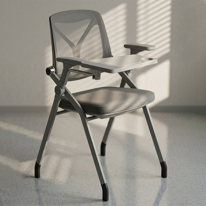 Multi-Function Adjustable Armrests &amp; Foldable Design Desk Chair - Minimalist Office Chair With 180° Flip Desk &amp; Ergonomic Support For Home Office