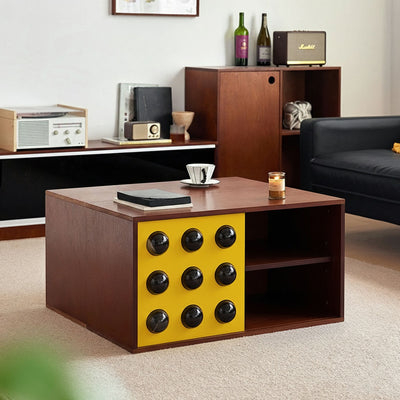 Modern Mid-Century Square Round Acrylic Marine Plywood Storage Cabinet 4-Storage For Living Room