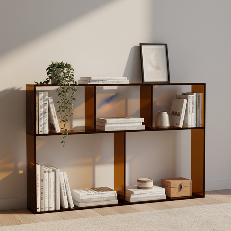 Modern Minimalist Acrylic Rectangular Display Rack With 3-Tier Design For Living Room