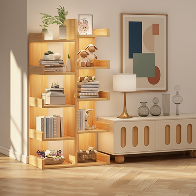 Modern Minimalist Rectangular Artificial Wood Bookshelf 4/5-Tier For Living Room