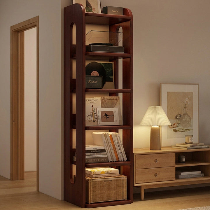 Moderner minimalistischer rechteckiger Aufbewahrungsregal aus Massivholz mit 6-stufigem Design für Wohnzimmer und Homeoffice 