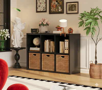 Contemporary Scandinavian Square Steel Modular Bookshelf 4/6-Cabinet For Living Room