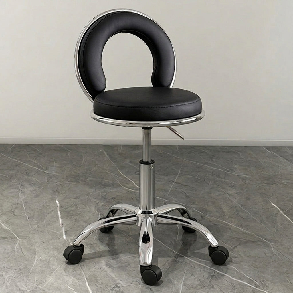 Coussin Rond Scandinave Contemporain Creux Métal Synthétique Placage Électro Vanity Tabouret Dossier Sans Bras Pour Chambre 