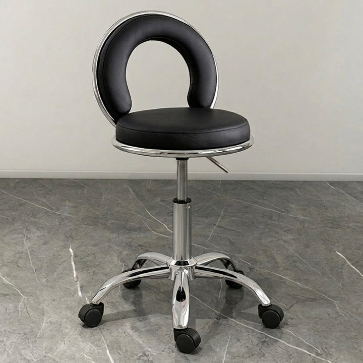 Coussin Rond Scandinave Contemporain Creux Métal Synthétique Placage Électro Vanity Tabouret Dossier Sans Bras Pour Chambre 