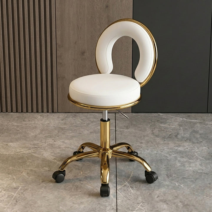 Coussin Rond Scandinave Contemporain Creux Métal Synthétique Placage Électro Vanity Tabouret Dossier Sans Bras Pour Chambre 