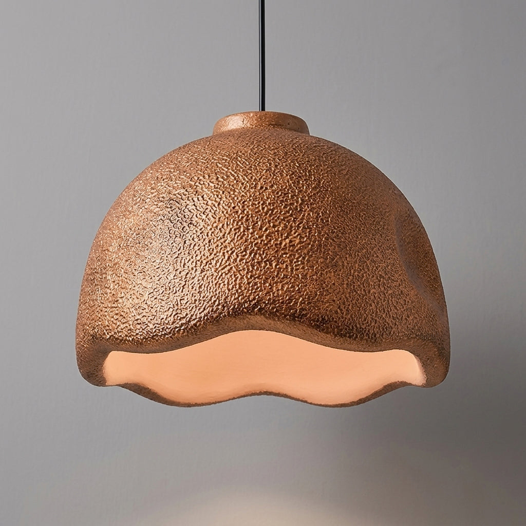 Contemporary Nordic Rough Rock Texture Semicircular 1-Light Pendant Light for Dining Room