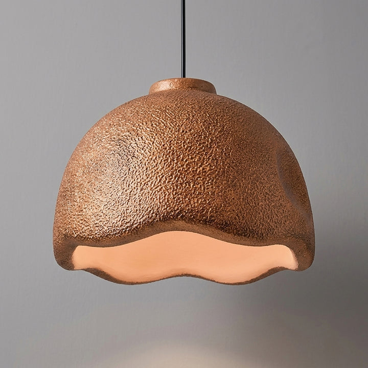 Contemporary Nordic Rough Rock Texture Semicircular 1-Light Pendant Light for Dining Room