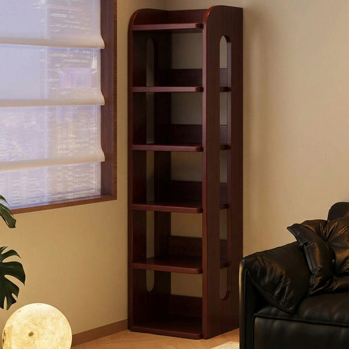 Moderner minimalistischer rechteckiger Aufbewahrungsregal aus Massivholz mit 6-stufigem Design für Wohnzimmer und Homeoffice 
