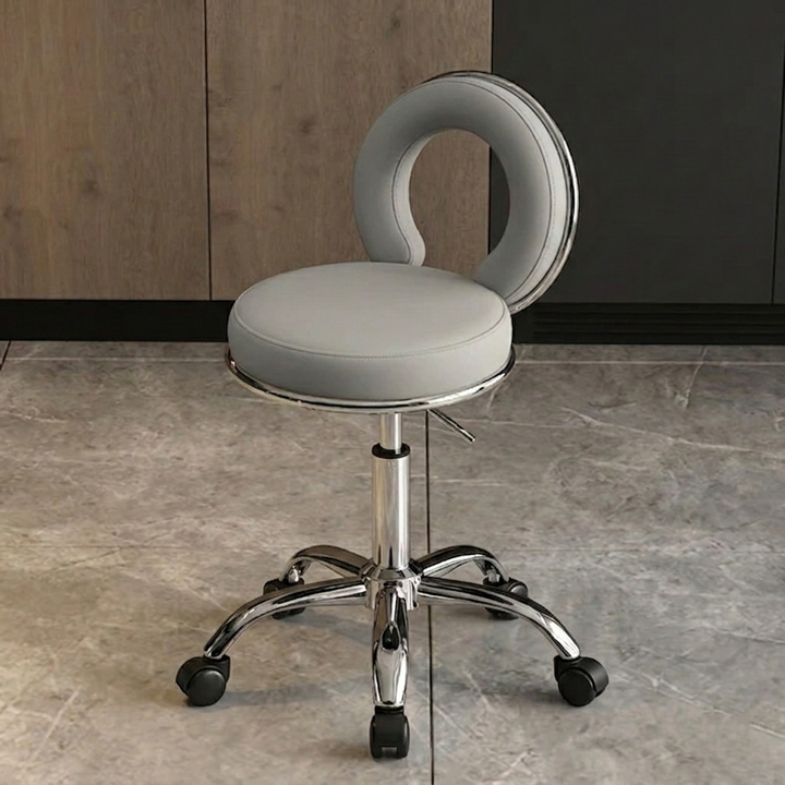 Coussin Rond Scandinave Contemporain Creux Métal Synthétique Placage Électro Vanity Tabouret Dossier Sans Bras Pour Chambre 