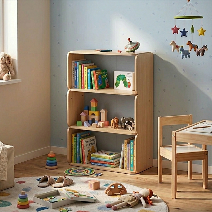 Rounded Safety Corners & Easy Pull-Out Solid Beech Wood Kids Toy Storage Cabinet - Minimalist Kids Furniture With Large Drawers & Anti-Tip Safety Design For Living Room