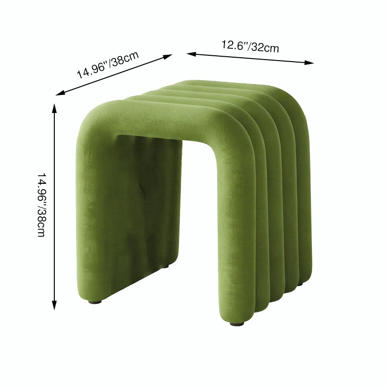 Contemporary Creative Arch Design Teddy Fleece Velvet Fabric Plywood Vanity Stool Backless Armless For Bedroom