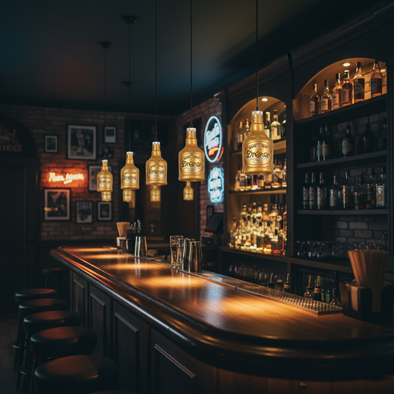 ضوء قلادة راتينج زجاجة ملونة صناعية معاصرة بضوء واحد 