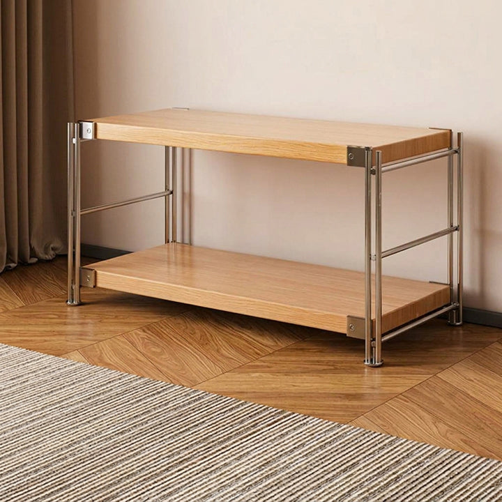 Modern Multi-Tier Storage Shelving Unit With Particleboard Shelves & Carbon Steel Frame - Open Storage Shelf For Living Room, Bedroom & Home Office