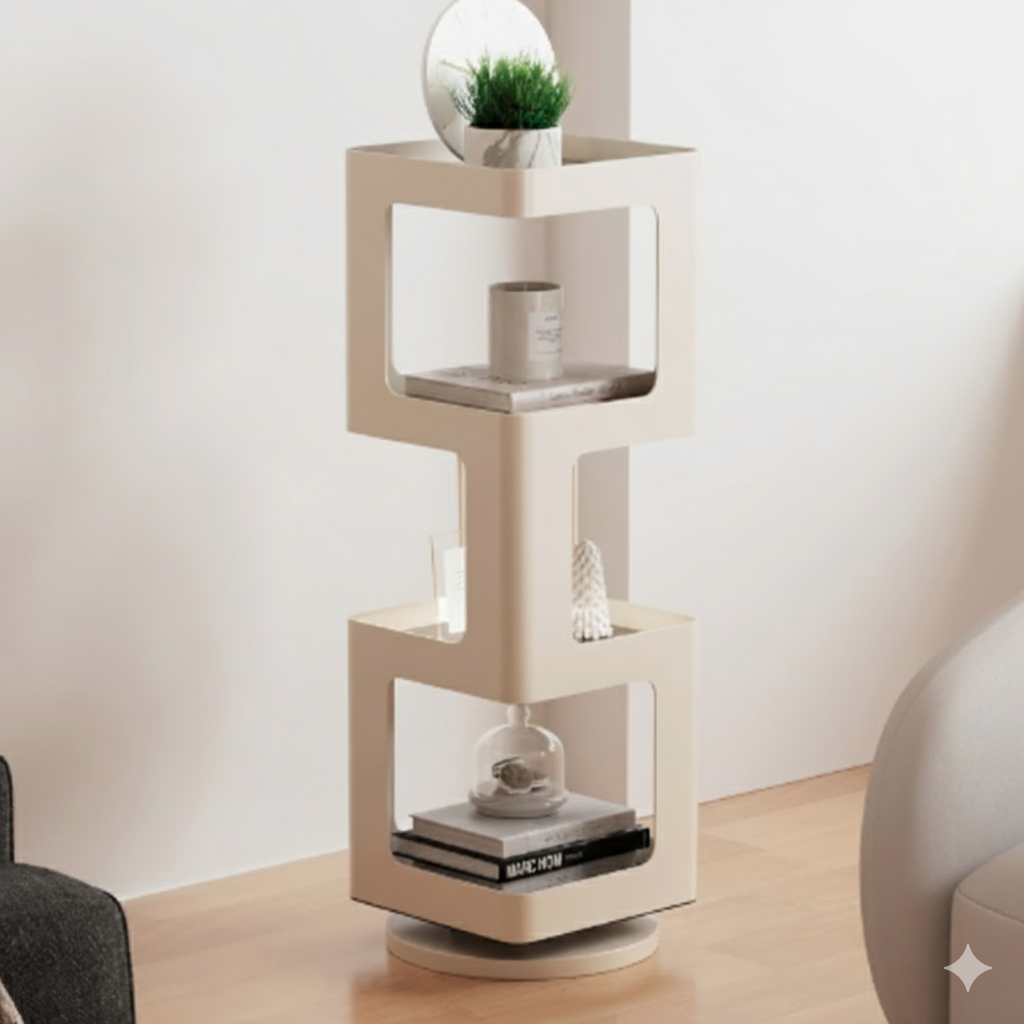 Étagère à livres carrée en fer rotative au design contemporain, à 4/5/6 niveaux, pour salon 