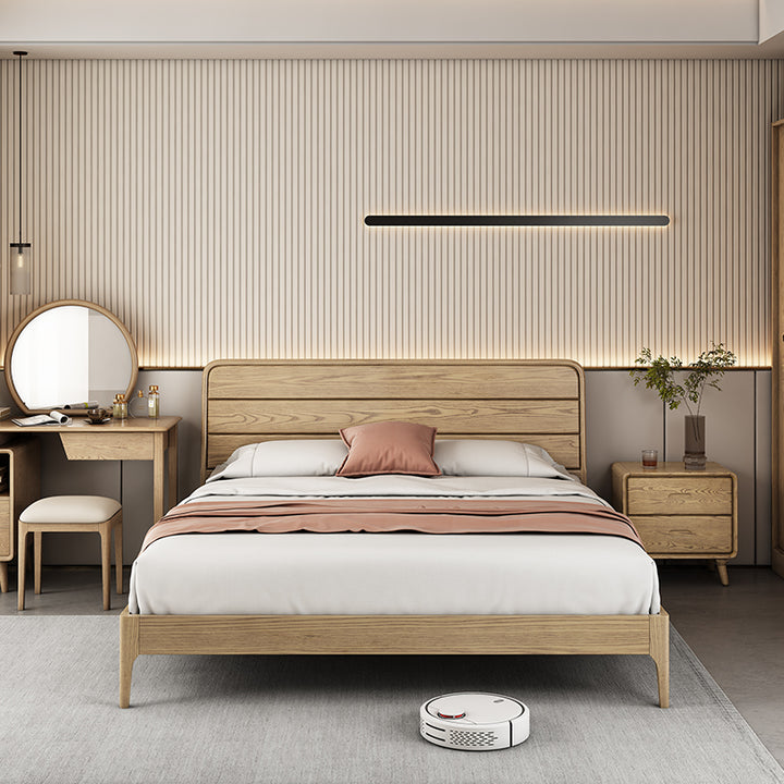 Premium-Bettgestell aus versenktem Eschenholz - Heimfreundliche, solide Unterstützung &amp; eleganter Look für das Schlafzimmer 