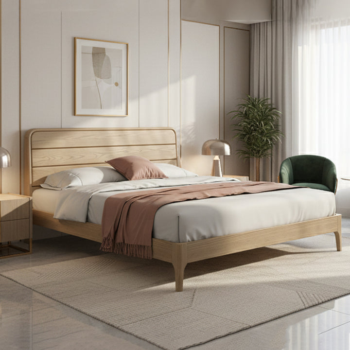 Premium-Bettgestell aus versenktem Eschenholz - Heimfreundliche, solide Unterstützung &amp; eleganter Look für das Schlafzimmer 