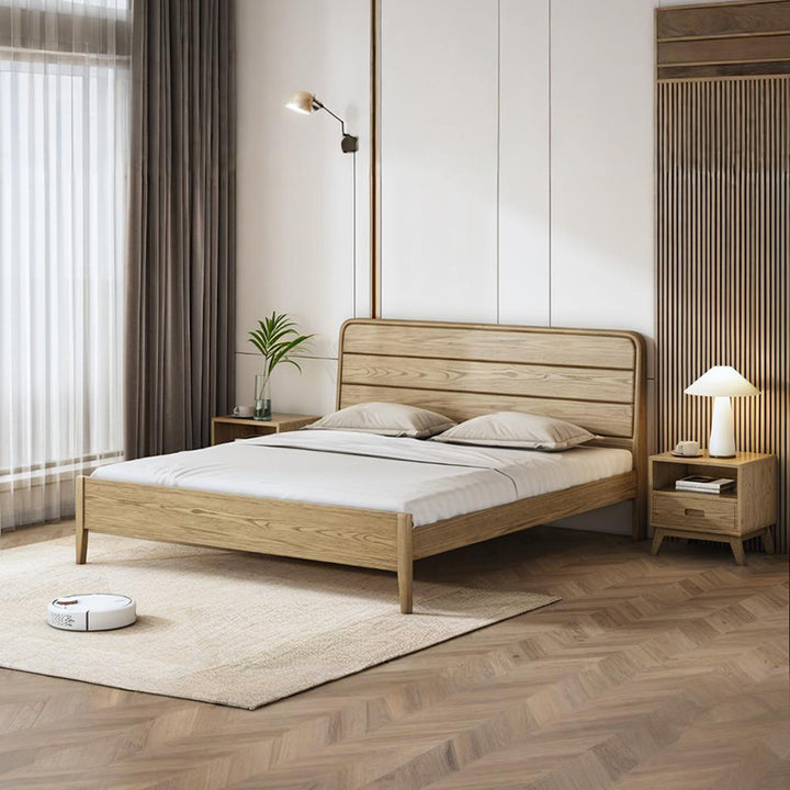 Premium-Bettgestell aus versenktem Eschenholz - Heimfreundliche, solide Unterstützung &amp; eleganter Look für das Schlafzimmer 