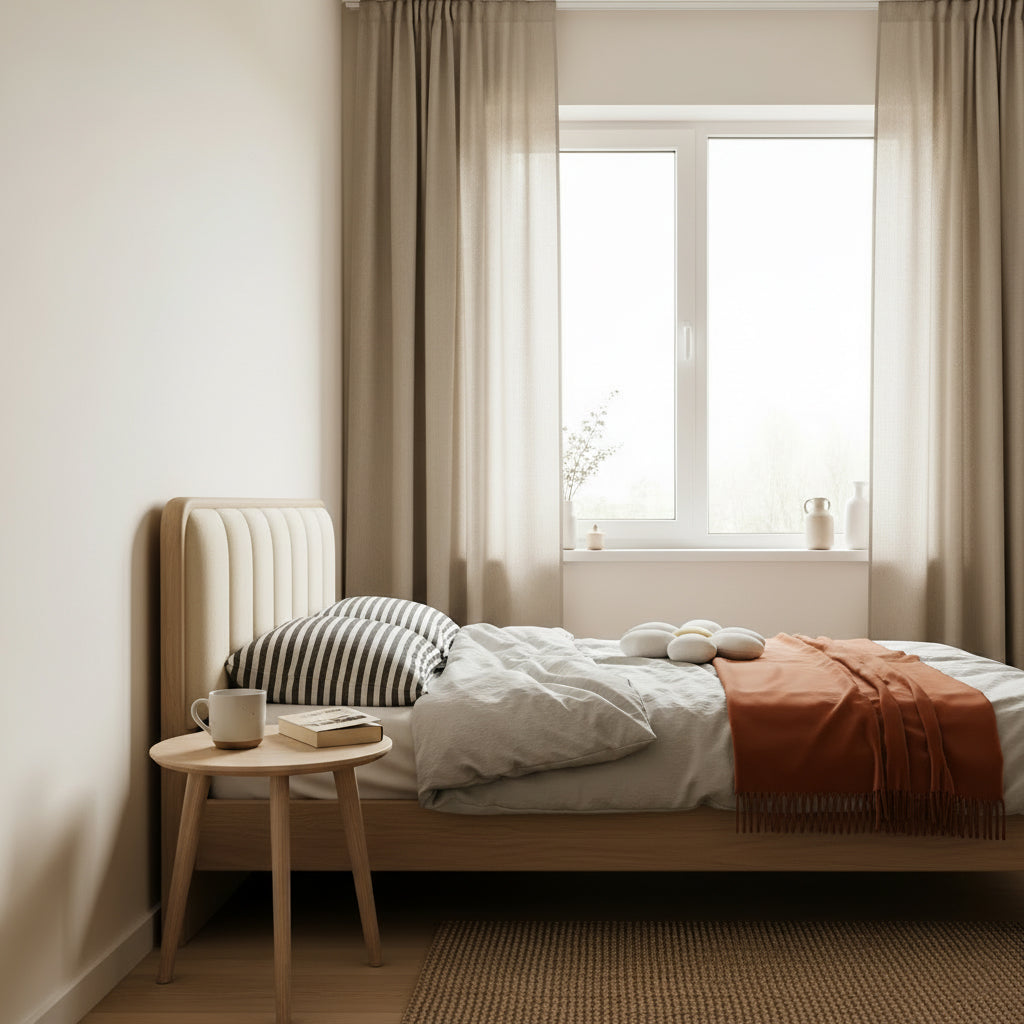 Cadre de lit encastré au style romantique français - Lit en cuir véritable capitonné et bois de frêne pour la chambre 