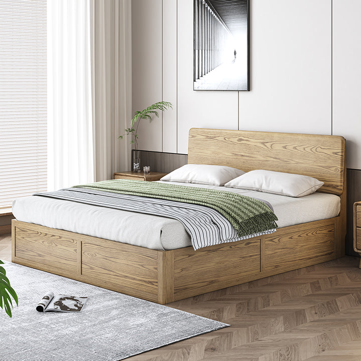 Versatile Minimalist Storage Bed Frame - All-Wood Lift-Top Design Bed For Bedroom