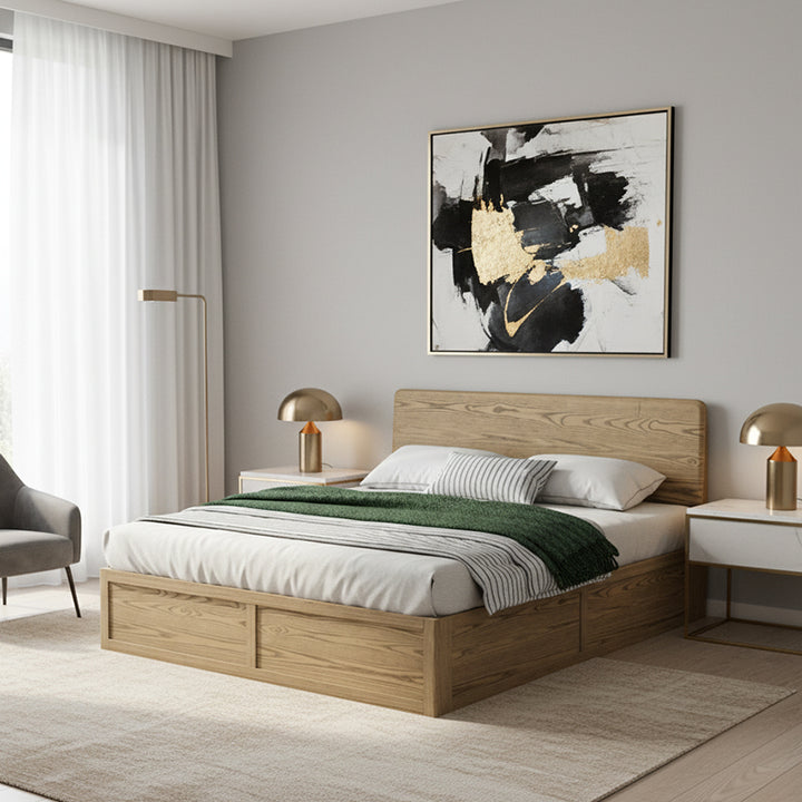 Versatile Minimalist Storage Bed Frame - All-Wood Lift-Top Design Bed For Bedroom