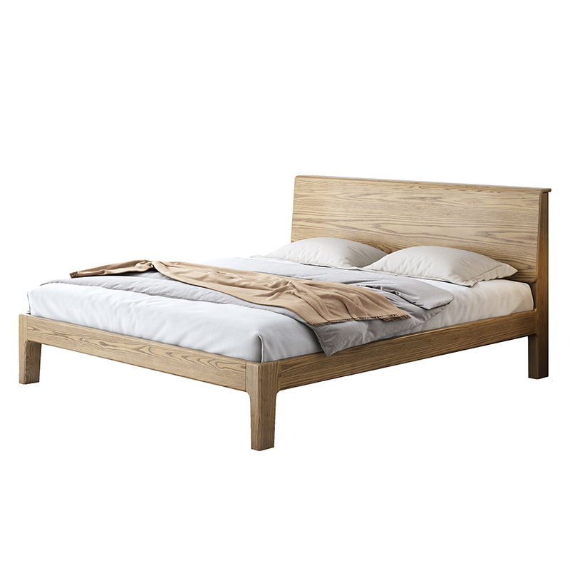 Lit de style rustique traditionnel - cadre à bord affleurant, lit robuste en bois de frêne pleine grandeur pour chambre à coucher 