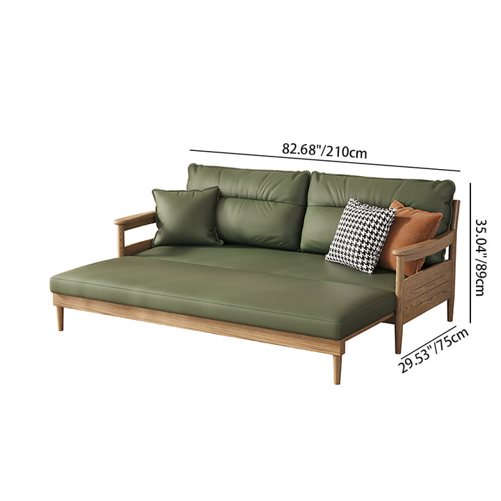 Traditional Ash Wood Sofa With Armrest Backrest - Eco Leather Upholstery Accent Chair For Living Room