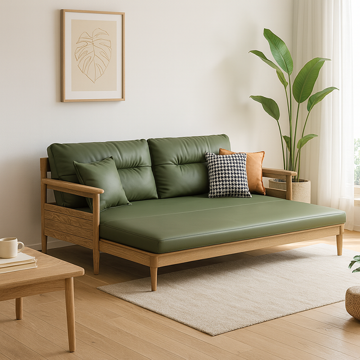 Canapé traditionnel en bois de frêne avec accoudoirs et dossier - fauteuil d&