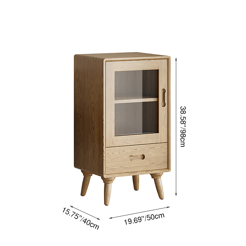 Premium Solid Ash Wood Side Cabinet - Sleek Rectangular Storage &amp; Invisible Slide Drawer Storage Cabinet 2-Layer Cabinet For Living Room