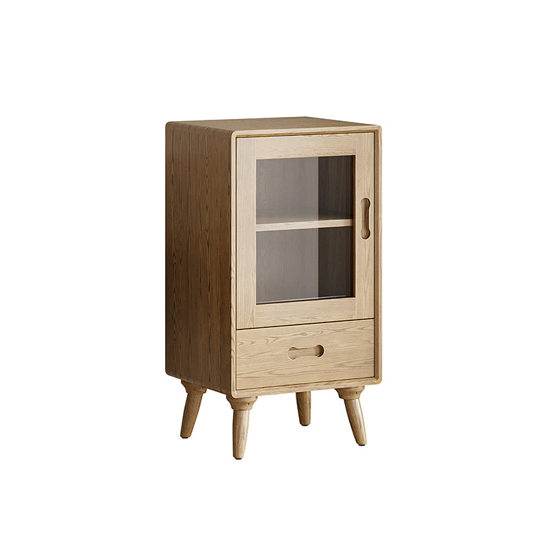 Premium Solid Ash Wood Side Cabinet - Sleek Rectangular Storage &amp; Invisible Slide Drawer Storage Cabinet 2-Layer Cabinet For Living Room