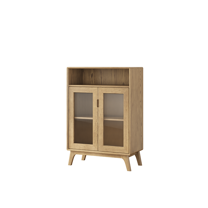 Armoire latérale de style rustique et à rangement multicouche - Meuble de rangement premium en bois de frêne, armoire à 3 niveaux pour salon 