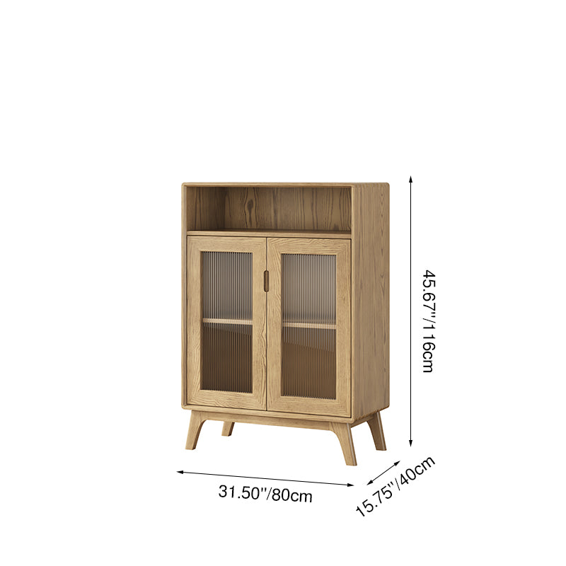 Armoire latérale de style rustique et à rangement multicouche - Meuble de rangement premium en bois de frêne, armoire à 3 niveaux pour salon 