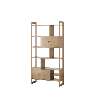 Rustic Solid Ash Wood Shelf - Multi-Compartment Organizer Storage Shelf For Living Room & Study