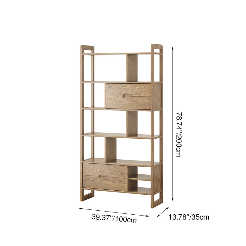 Rustic Solid Ash Wood Shelf - Multi-Compartment Organizer Storage Shelf For Living Room & Study