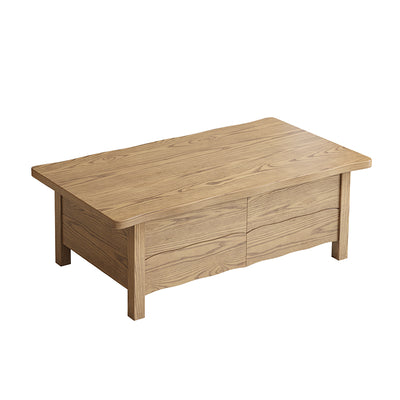 Healthy Home North American Ash Wood Coffee Table - Formaldehyde-Free & Smooth Drawers Table 4-Legs For Living Room