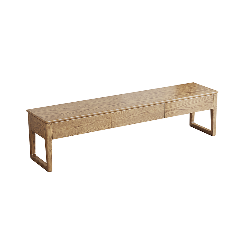Umweltfreundliches TV-Ständer aus Eschenholz - Robustes Design, viel Stauraum, TV-Schrank mit 3 Schubladen für das Wohnzimmer 