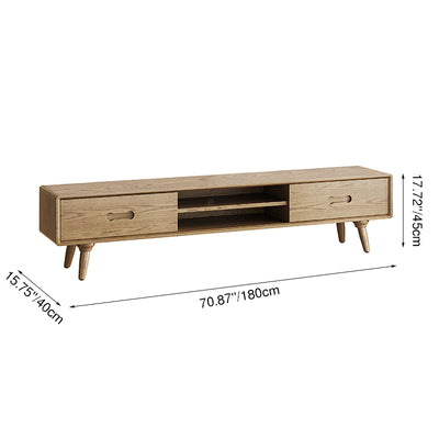 Handcrafted Ash Wood TV Stand - Timeless Traditional Formaldehyde-Free & Dual Storage TV Cabinet 2 -Drawer For Living Room