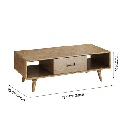 Space-Saving Modern Minimalist Ash Wood Coffee Table - Eco-friendly & Organized Storage Table 2-Tier For Living Room