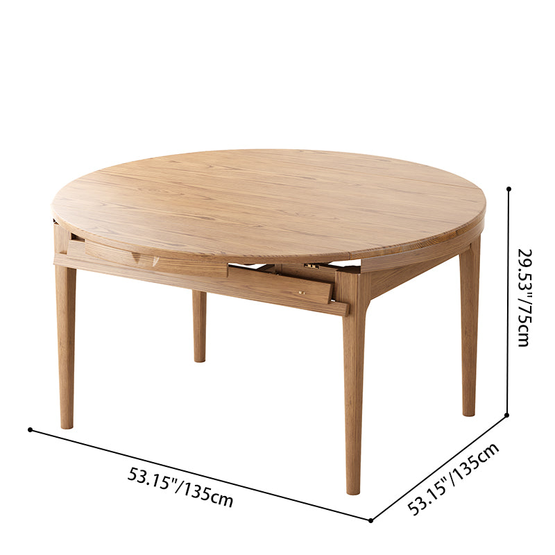 Traditional Chinese North American Ash Wood Dining Table Set - Round Dining Table Ladder Back Chairs For Dining Room