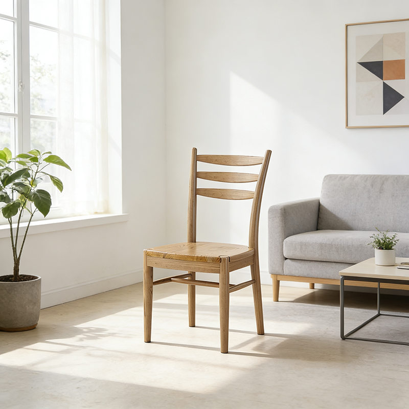 Traditional Chinese Rounded Silhouette Chair - North American Ash Wood Dining Chair For Dinning Room